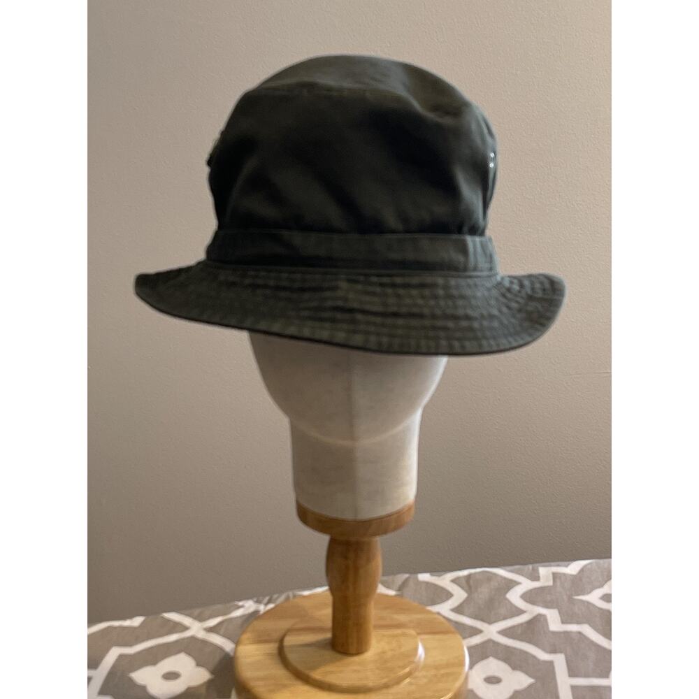 VTG Utility Bucket Hat Mens One Size Green Cotton Canvas Breathable Camo Pocket